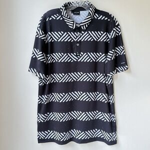 Bad Birdie Performance Echo Golf Polo Large Black White Geometric Sports Logo